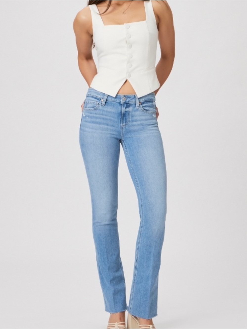 *Paige Jeans Manhattan Mid Rise Slim Boot Cut Jeans Helena Wash